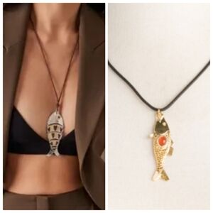 New Ben-Amun Exclusive Oversized 24 Karat Gold Electroplated Fish Cord Necklace